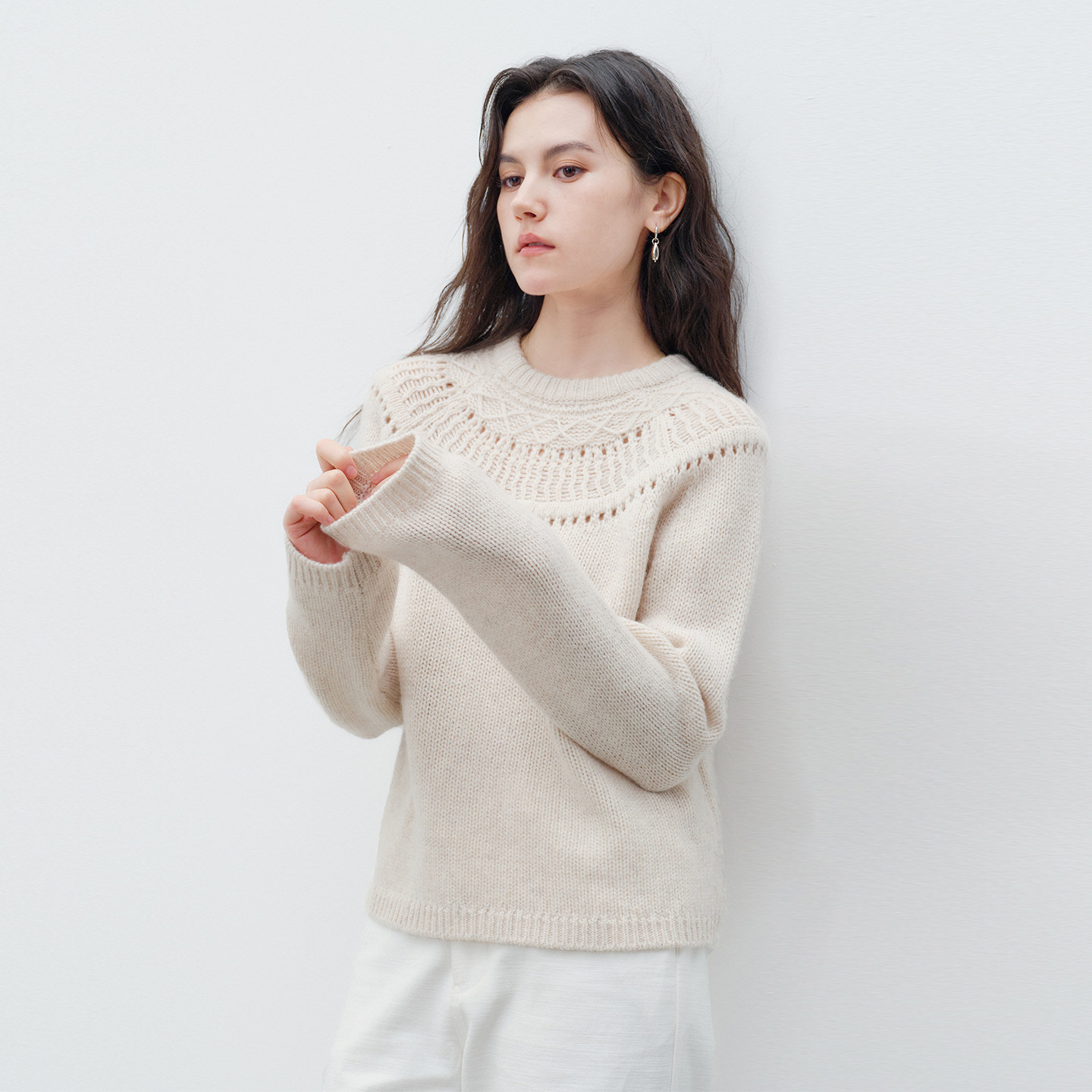 Next Weekend「珠纱」领口提花插肩袖毛衣,淘宝优惠券,粉丝福利购,淘宝优惠卷