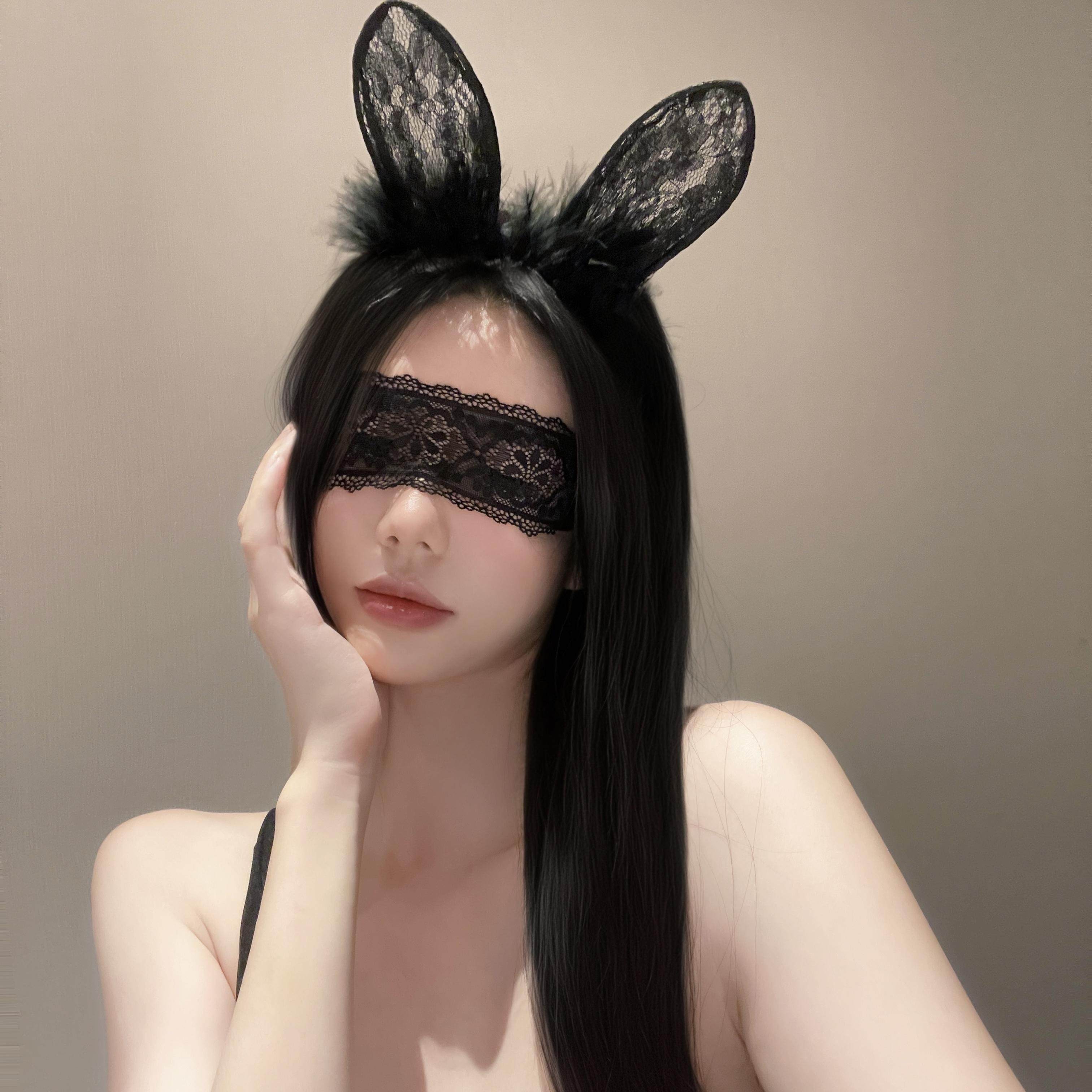 猫耳朵发箍情调眼罩面纱禁欲系头饰性感蕾丝边兔耳朵COS网红发饰,淘宝优惠券,粉丝福利购,淘宝优惠卷