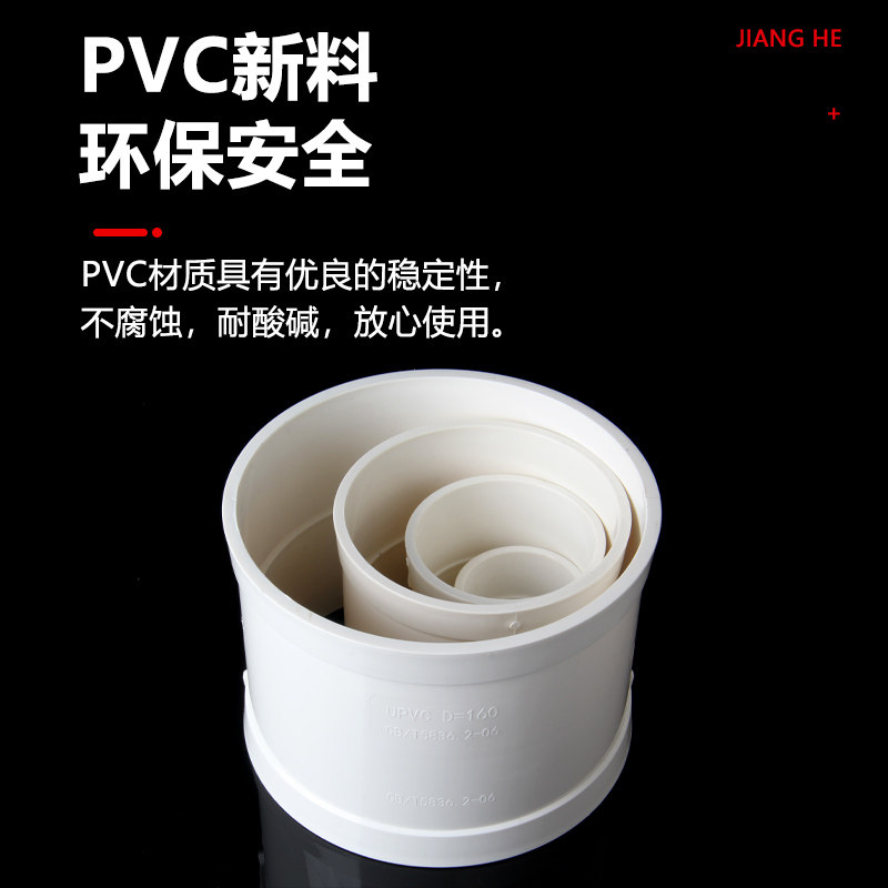 PVC直接110管箍排水管50直通75接头胶粘 建筑排污管配件内壁光滑 - 图0