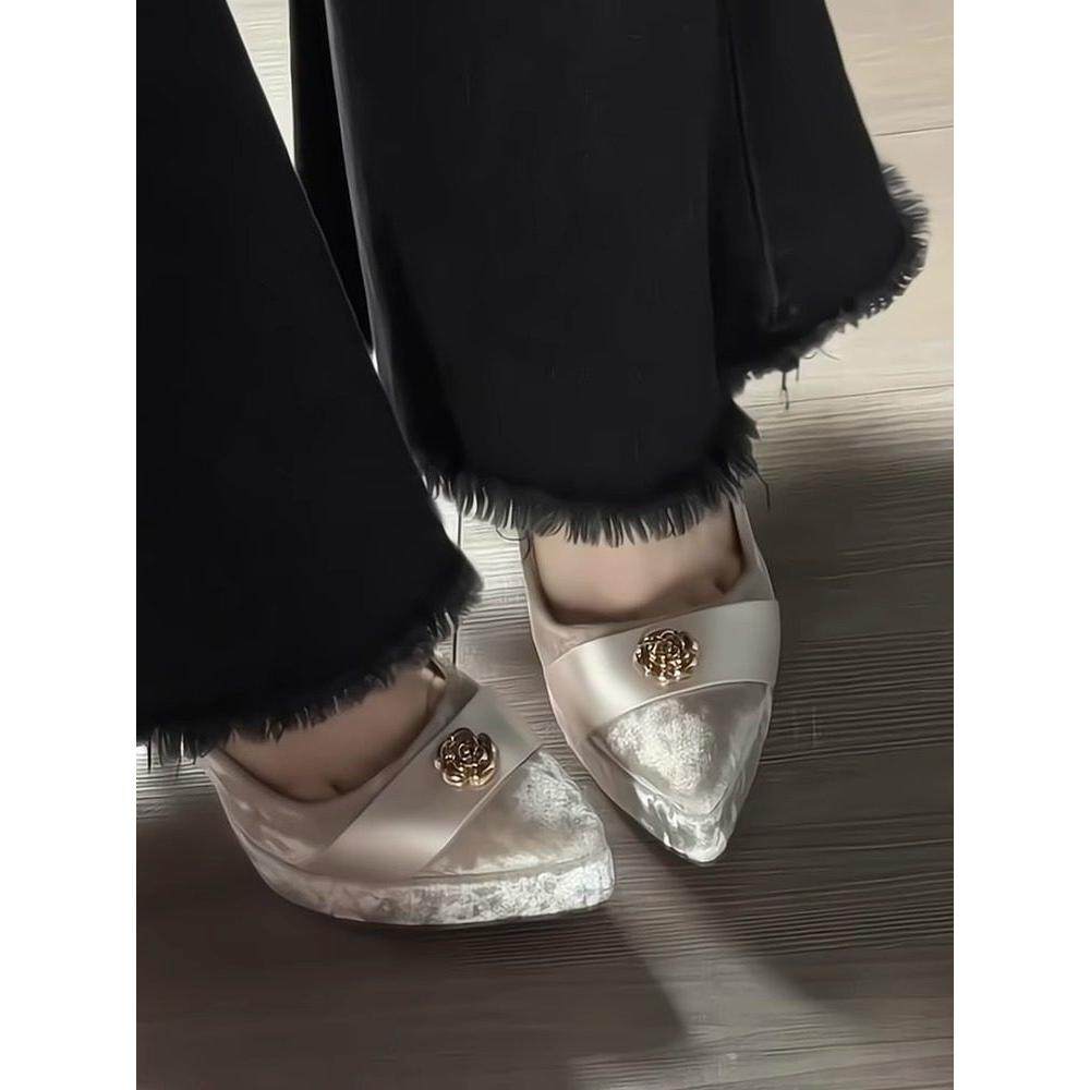 名媛优雅不累脚时尚高跟鞋女2025夏新款浅口法式气质细跟尖头单鞋,淘宝优惠券,粉丝福利购,淘宝优惠卷