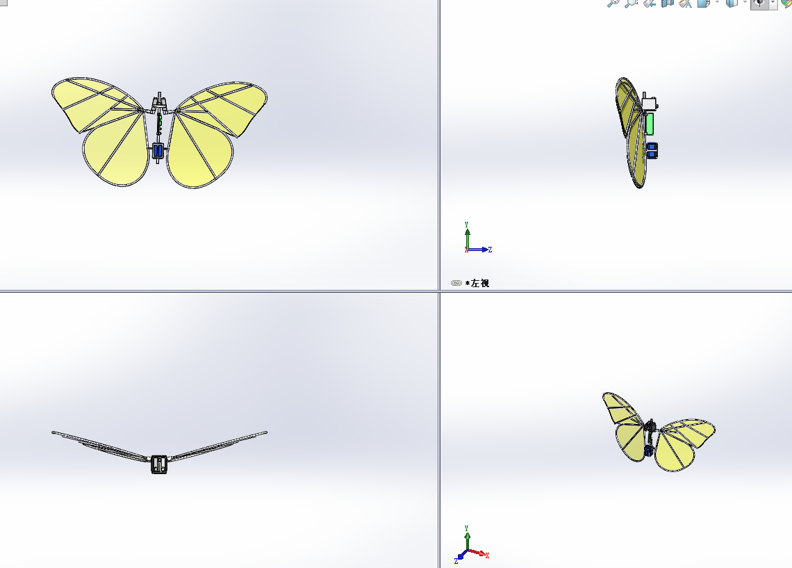 动态仿生蝴蝶设计三维模型SW建模SolidWorks 3D图纸可编辑素材 - 图2