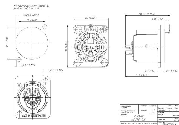 瑞士纽崔克 NC3FD-LX-B黑色镀金平衡三芯XLR卡侬母插座-图1