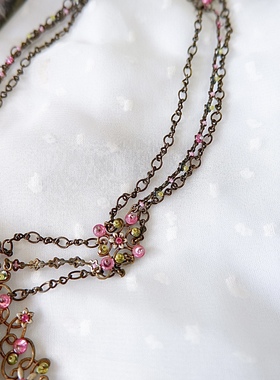 Vintage 法国satellite奇幻品牌设计项链黄铜做旧梦幻春夏