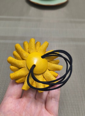 头层牛皮手工向日葵发夹发绳