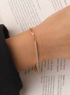 2023 European American clip stitching zircon bracelet women