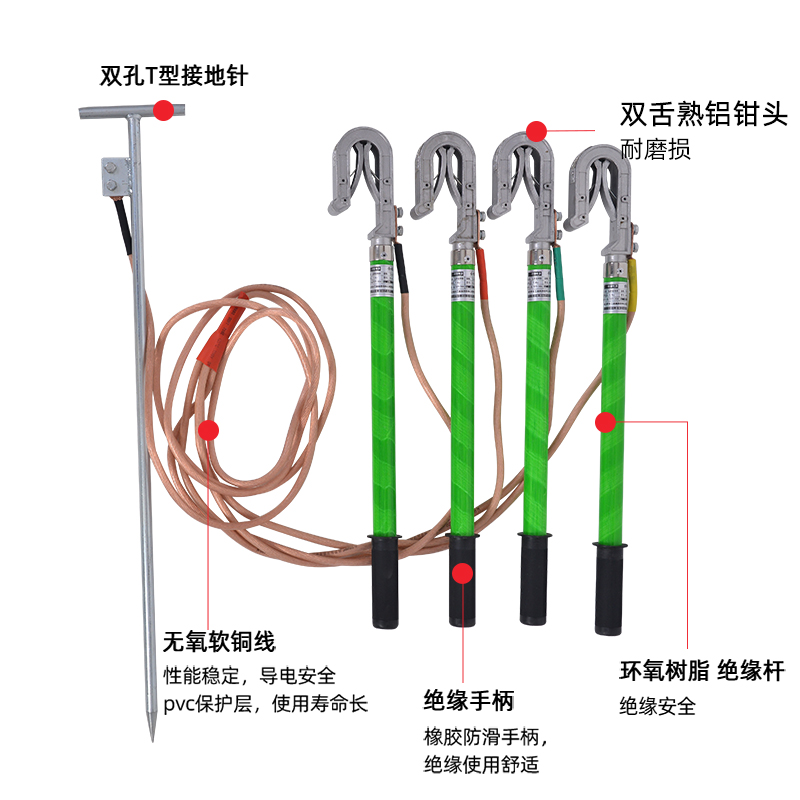 0.4KV低压接地线电力携带型短路接地线 户外双舌母排接地棒包检测 - 图0