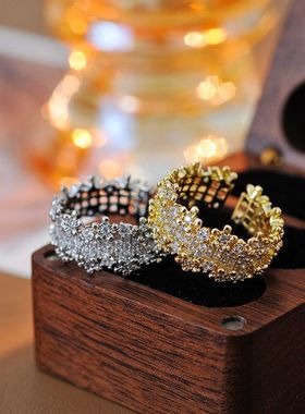 花朵小众设计戒指女冷淡风镶嵌