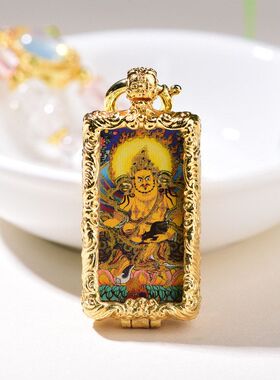 都市简约白水晶吊坠链双面唐卡黄财绿度母佛牌项链原创小红书爆款