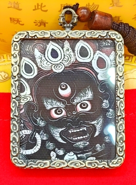 【五路财】单面【古铜色】正宗半手绘描金合金唐卡吊坠黄财手机贴