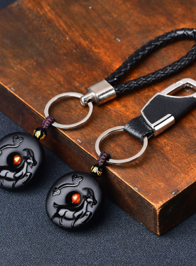 祥安灵阁羊财满贯吊坠2026年本命年属马人生肖马黑曜石吉祥物男女