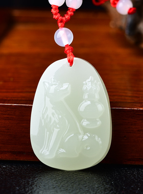 祥安灵阁犬来显达吊坠属兔2026年和田玉吉祥物男女生肖兔佩戴挂件