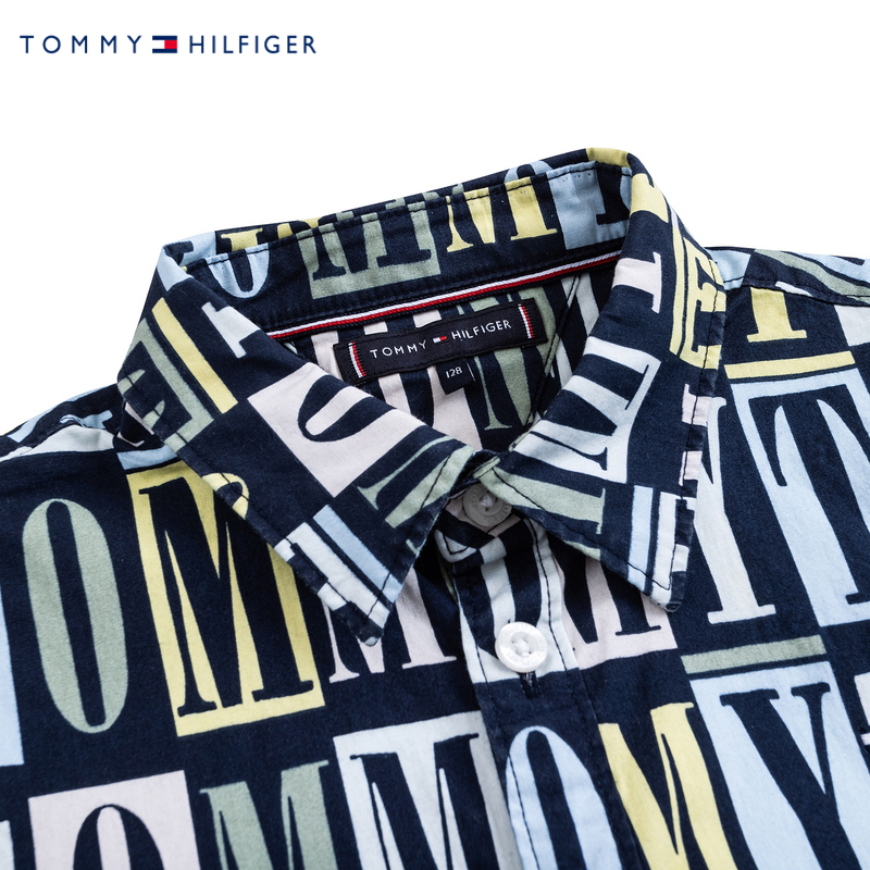 TOMMY童装夏季新品男童短袖衬衫儿童纯棉舒适夏装上衣 - 图1