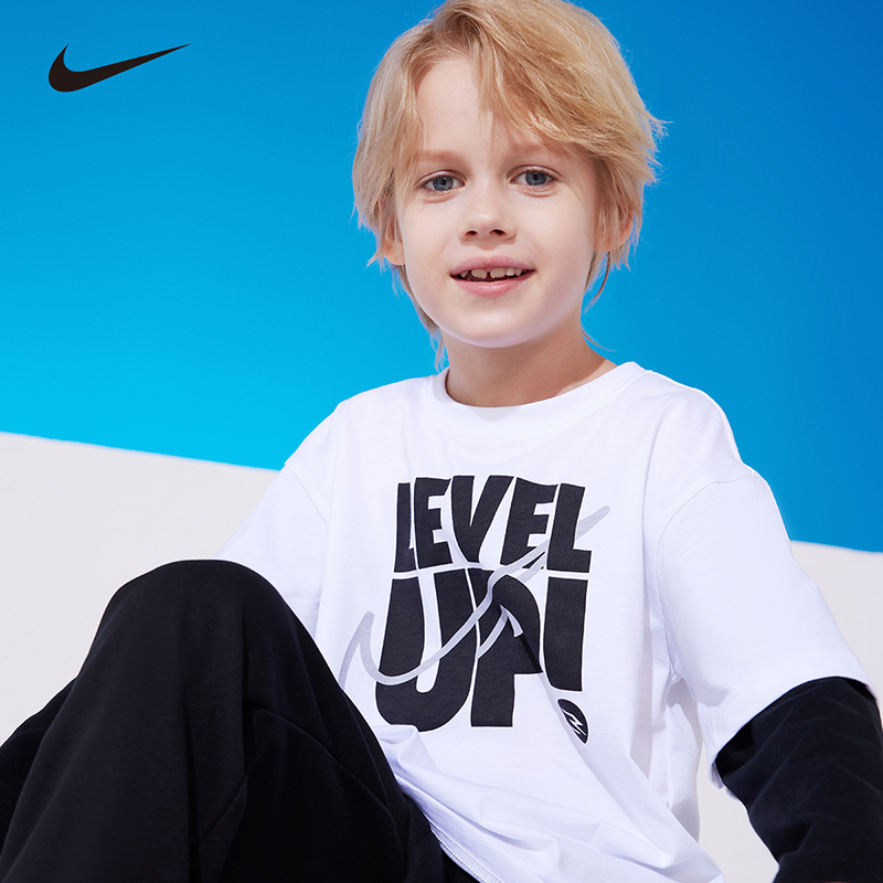 Nike 3brand童装男女童T恤长裤2件套2025秋新款儿童套装N32432267 - 图2