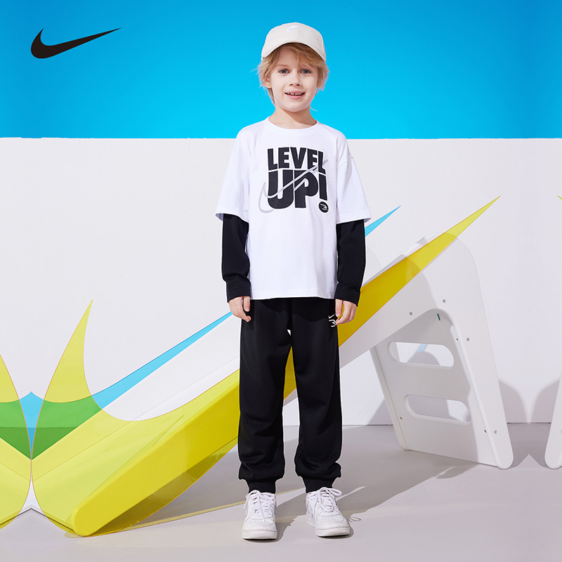 Nike 3brand童装男女童T恤长裤2件套2025秋新款儿童套装N32432267 - 图1