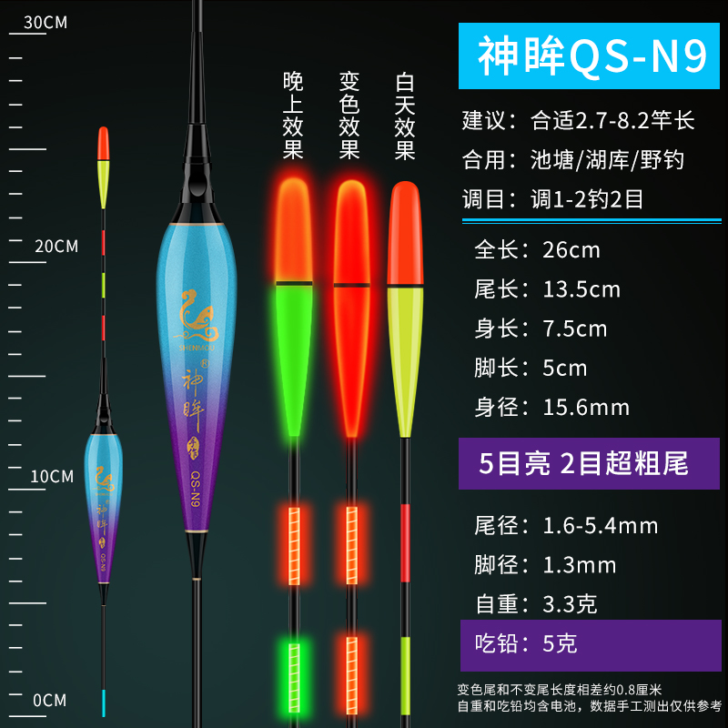 日夜两用浅水夜光漂打浮电子漂咬钩变色库钓加粗大物浮漂矶钓漂 - 图2