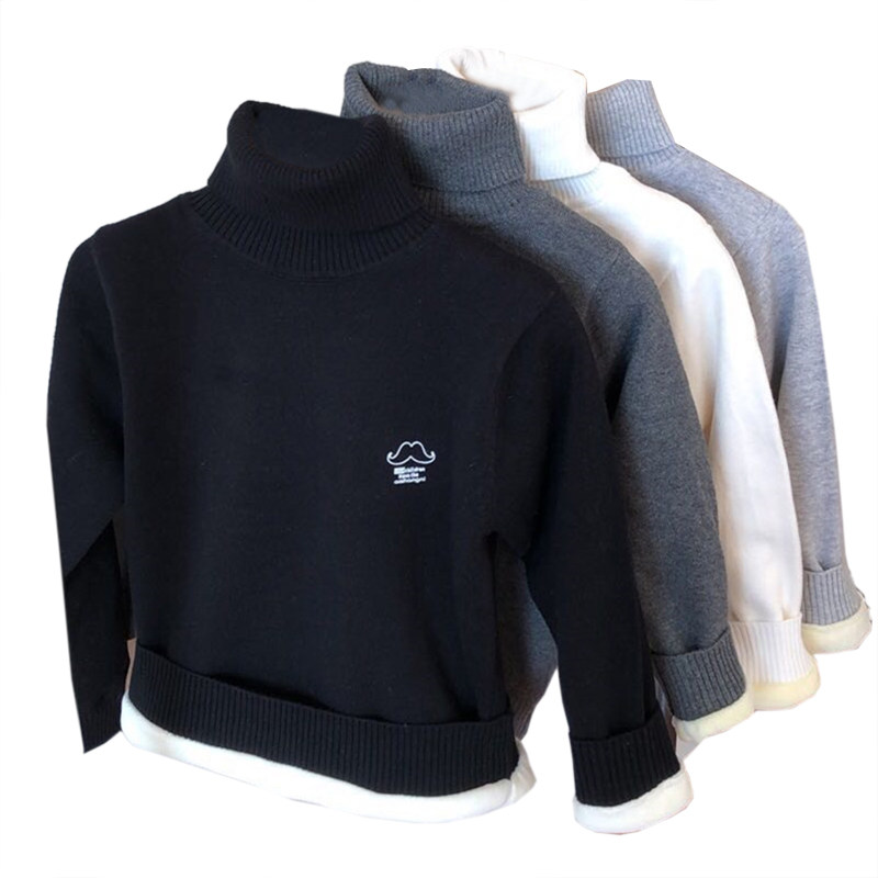 儿童加绒高领毛衣男女童加厚保暖全棉针织线衫小中大童套头打底衫,淘宝优惠券,粉丝福利购,淘宝优惠卷