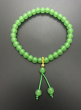 时尚仿玉石翡翠绿圆珠串珠手链琉璃珠手串手链饰品