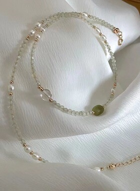 新中式橄榄石淡绿色锁骨链