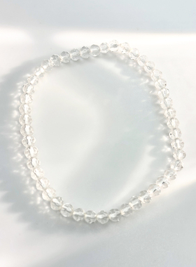 时尚百搭切面水晶玻璃珠手链女生小众设计感闺蜜单圈手饰