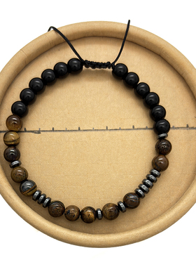 跨境I Love You摩斯密码手链字母数字虎眼石情侣编织手链