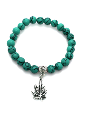 外贸欧美串珠生命树叶子吊坠手链波西米亚民族风松石弹力手链