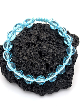 时尚花球琉璃水晶切面手串串珠编织可调节手链首饰