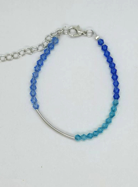 欧美彩色水晶玻璃天然石串珠手链简约切面水晶手工串珠弹力手链