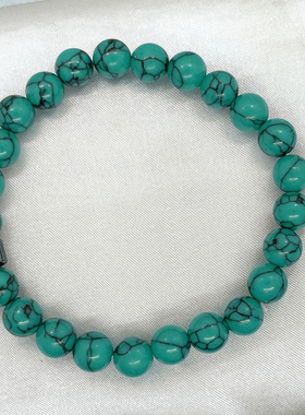 简约磨砂黑石黑胆石手链地图石8mm串珠手串弹力绳手环