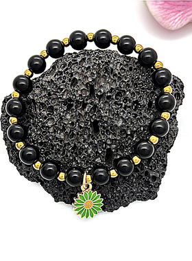 夏日小雏菊金色隔珠手链女石头珠子优雅田园风弹力绳手串手饰