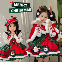 Hichi Girl Shine Christmas Tree Loretta Childrens New Years New Years Day New Years Day Liandress Winter red baby fluffy dress