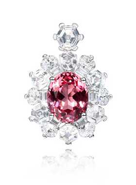 VISING【AGL国际证书】培育帕帕拉恰蓝宝石4.9ct粉色吊坠S925银