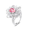 VISING Breeding Padparadscha Rose Cut Dove Egg Ring S925 Silver 1.6ct International Certificate
