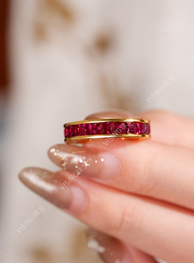 鸿运戒指红色高碳钻戒指