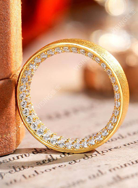 VISING拉丝刻丝满天星戒指