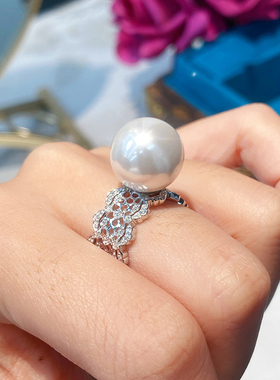 VISING珠宝蕾丝珍珠戒指