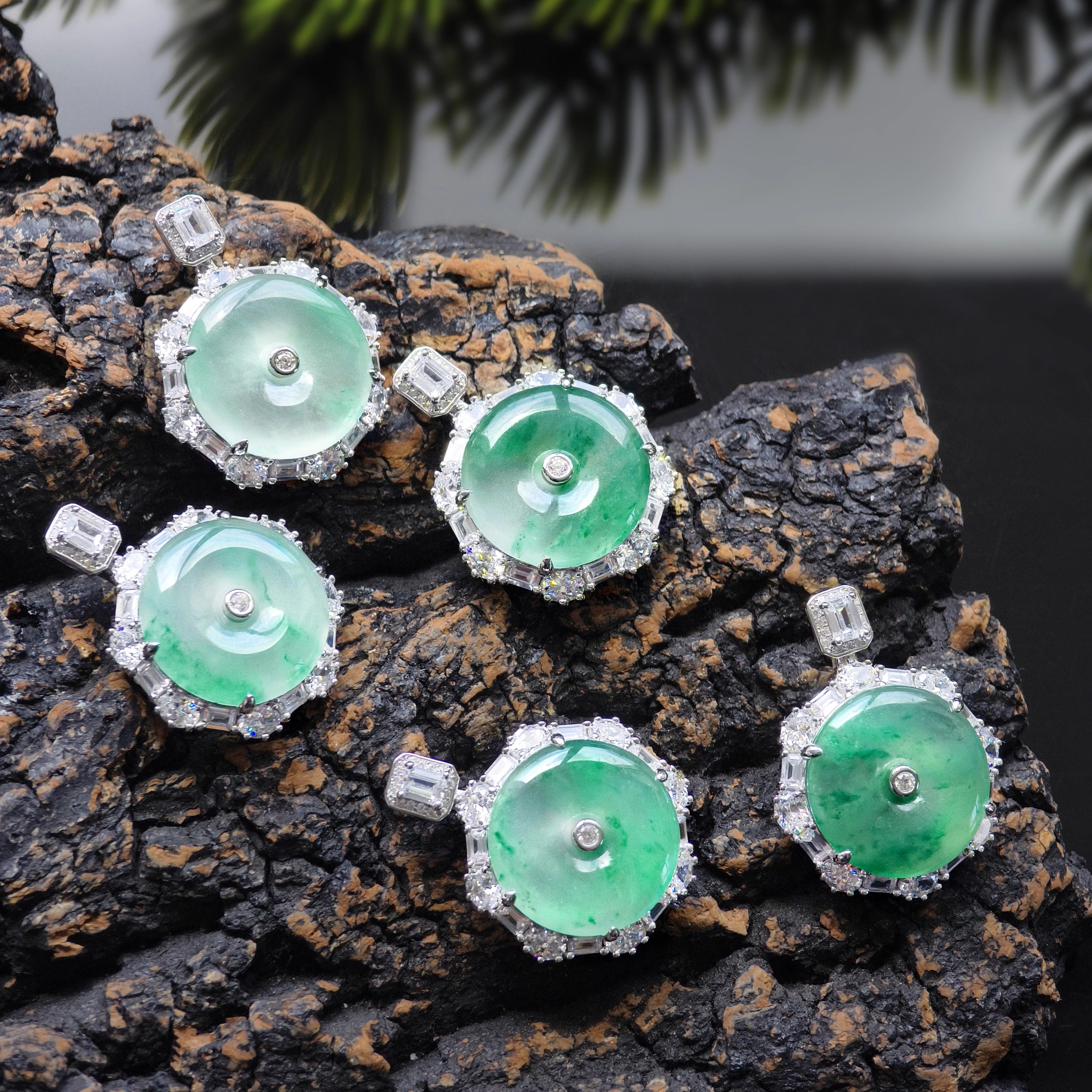 VISING珠宝天然非洲翠独龙玉平安扣吊坠项链锁骨链爆闪玫瑰钻,淘宝优惠券,粉丝福利购,淘宝优惠卷