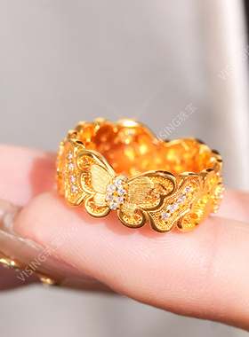 VISING珠宝蝴蝶福蝶福气环绕戒指