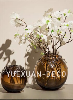 粤萱简约现代波罗地玻璃花器售楼处样板间酒店展厅餐桌茶几软装