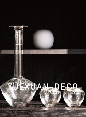 粤萱轻奢玻璃条纹波点酒器售楼处样板间酒店展厅茶几餐桌会所软装