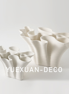 粤萱简约现代3D打印陶瓷花器托盘摆件售楼处样板间酒店客厅软装