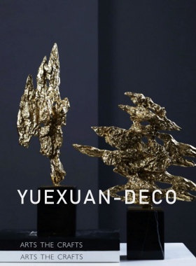 粤萱简约现代抽象雕塑树脂摆件售楼处样板间酒店展厅茶几家庭软装