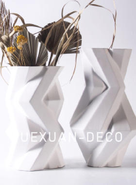 粤萱简约现代陶瓷白色系陶瓷花器摆件售楼处样板间酒店家庭软装