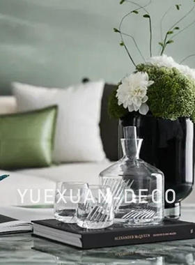 粤萱现代轻奢玻璃酒器金钱豹摆件售楼处样板间酒店客厅大堂餐桌