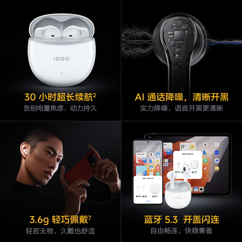 【新品上市】iQOO TWS Air2 新品上市耳机电竞声效学生游戏 - 图3