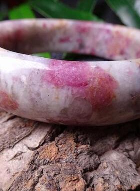 手镯天然原矿桃花玉