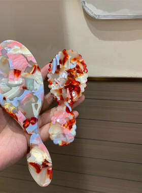 韩系高端精致复古加厚醋酸红色晕染气垫梳幻彩便携顺发按摩梳子女