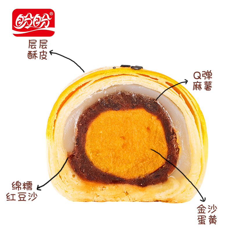 盼盼食品官方旗舰店盼盼蛋黄酥20枚礼盒咸蛋黄雪媚娘早餐整箱办公室网红糕点休闲零食3