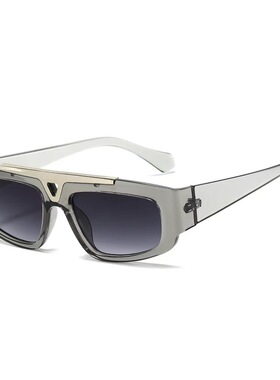 双梁窄框金属镂空装饰墨镜潮女