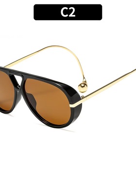 双梁大框蛤蟆镜弯曲镜腿港风墨镜