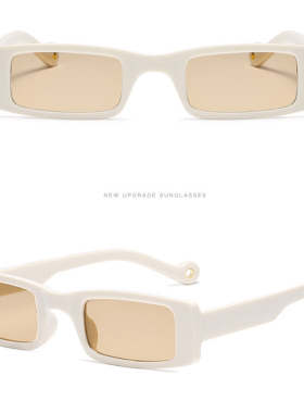 韩版长方形个性超窄框绿色眼镜